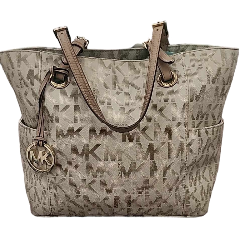 Michael Kors East West Signature Logo Tote in Vanilla